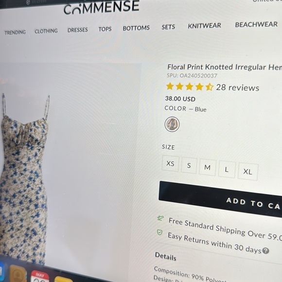 Commense Floral Print Knotted Irregular Hem Long Dress - Picture 13 of 14